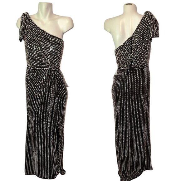 Mac Duggal Size 8 Pearl Embellished Soft Tie One Shoulder Gown Dress New $598 - Picture 1 of 12